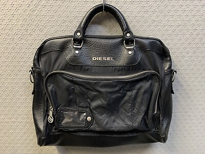 #ad Diesel Black Leather Laptop Messenger Bag Great Condition $110.00