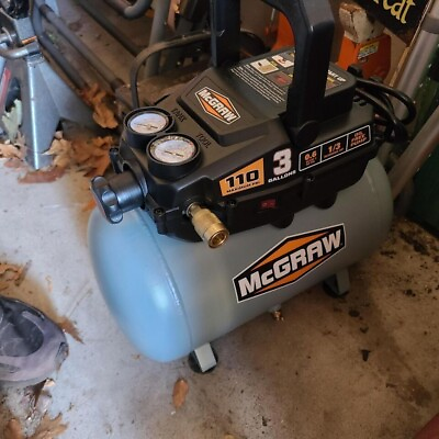 #ad MCGRAW 3 Gallon 1 3 HP 110 PSI Low Profile Oil Free Hotdog Air Compressor 120V $94.99