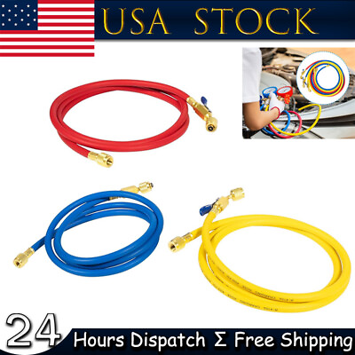 #ad 3 Pack 29986 Plus II 1 4quot; Red Blue Yellow Charging Hose Compact Ball Valve 72quot; $103.50