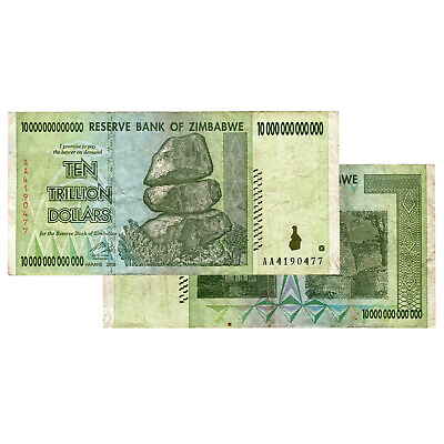 #ad 10 Trillion Zimbabwe Banknotes 2008 AA Series CIRCULATED $15.63