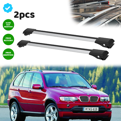 #ad Fit BMW X5 E53 1999 2006 Roof Rack Cross Bars Silver Luggage Carrier Roof Bars $118.00