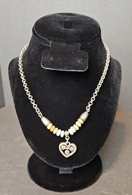 #ad Brighton Terra Agate Necklace Stone Beads Silver $21.25