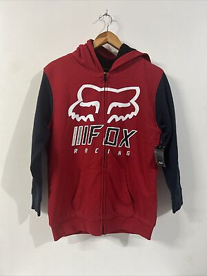 #ad Fox Racing Over Haul Sherpa Youth Size XL Zipper Fleece Jacket Red amp; Black NWT AU $58.50