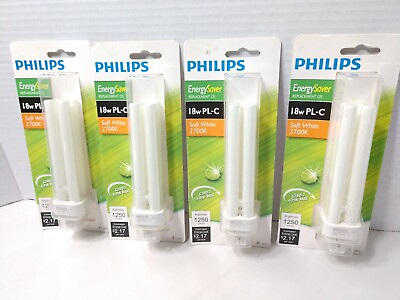 #ad Philips Light Bulbs Energy Saver Replacement CFL 18W PL C Set of Four Soft White $29.95
