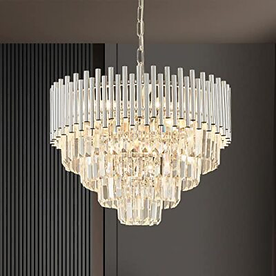 #ad YOLIZUOT Dimmable Modern Crystal Chandelier 20quot; Crystal Ceiling Pendant Light... $389.32
