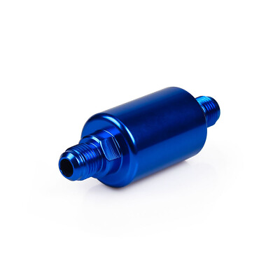 #ad Car Flow Performance Mini Oil Fuel Filter Inline With 100 Micron Element Blue $15.65
