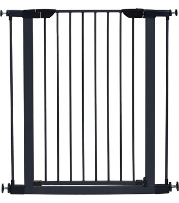 #ad Pet Gate Steel 39” High Walk thru Steel Pet Gate Textured Graphite $27.92