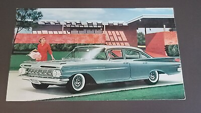 #ad 1959 Biscayne 4 Door Sedan Chevrolet Car Dealership Postcard Advertising $10.00