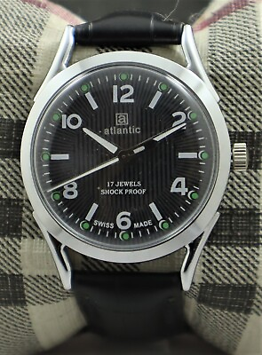 #ad Vintage Atlantic Men Hand Winding 17 Jewels Recently Serviced Working Wristwatch $24.99