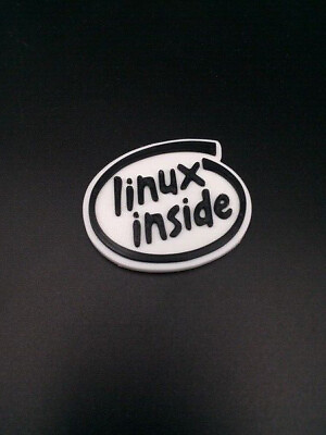 #ad Linux Inside Case Badge Sticker Decal White and Black 3D Printed Self Adhesive $7.99