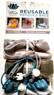 #ad 3 Pk Reusable Produce Bags 3 Sizes Mesh Drawstring Eco Friendly Easy Care Lotus $9.01