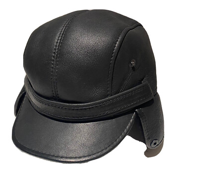 #ad Vintage RICARDO BH M 59 Plush Sheepskin Inside Leather Outside Cap Hat Ear Flaps C $39.78