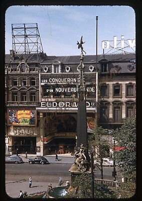 #ad Brussels Belgium Theatre Street Scene 35mm Slide 1950s Red Border Kodachrome $19.99