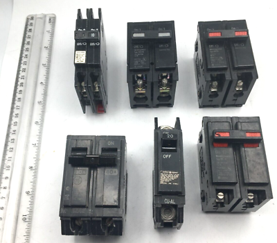 #ad Westinghouse GE Cutler Circuit Breaker Lot of 6 10A 20A 40A 1P 2P QCR2010 $50.00