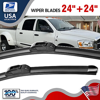 #ad 24quot;24quot; Wiper Blades OEM Replacement For 2003 Dodge Ram 2500 5.7L Bracketless $12.98