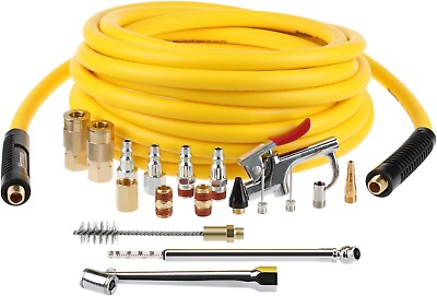 #ad #ad Air Compressor Accessories Kit 19 Pieces with 3 8 Inch x 25FT Hybrid Hose 1 4 I $49.99