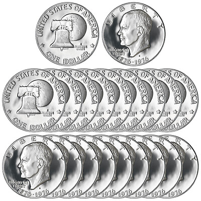 #ad 1976 S Eisenhower Dollar Bicentennial Gem DCam CN Clad Type 2 Proof Roll 20 Coin $289.33