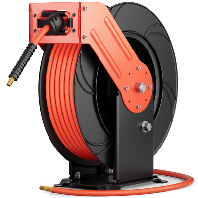 #ad Dual Arm Retractable Air Hose Reel 3 8quot; x 50#x27; Air Hose with 6 ft Lead 300 PSI $119.99