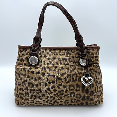 #ad Brighton Leopard Animal Print Small Purse Handbag Satchel Leather Handles $24.98