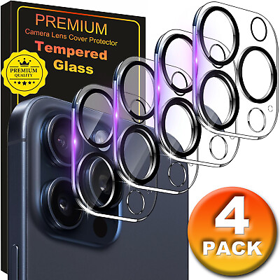 #ad 4x For iPhone 15 14 13 12 11 Pro Max Tempered Glass Camera Lens Cover Protector $5.95