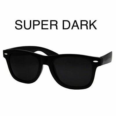 #ad #ad Wayfare Style Sunglasses Black Super Dark Lens Classic 80s Retro Vintage 100%UV $9.99
