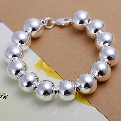 #ad Women Fashion Jewelry 925 Silver Plated 14MM Beaded Bracelet 12 6 $11.66