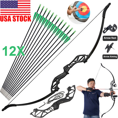 #ad 20 55lbs Adult Beginner Archery Hunting 54quot; Takedown Recurve Bow or amp; Arrows Set $54.51