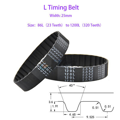#ad Width 25mm L Timing Belt 86L to 1200L Pitch 9.525mm Belt for CNC Step Motor $12.10