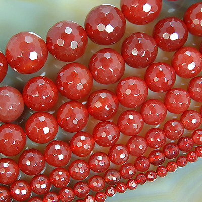 #ad Faceted Red Agate Round Gemstone Beads 4mm 6mm 8mm 10mm 12mm 14mm 16mm Pick Size $5.85