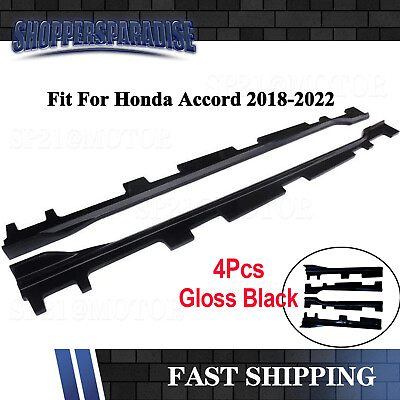 #ad Gloss Black For Honda Accord 2018 2022 Bottom Lower Side Skirt Extension Lip $85.99