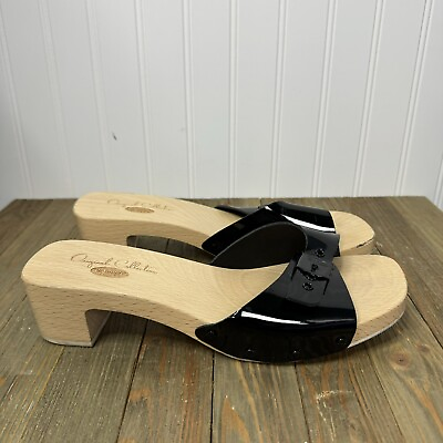 #ad Dr Scholls Wooden Sandals Heels Black 9 Women Original Collection $38.25