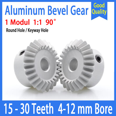 #ad 1 Mod Bevel Gear 15 30 Teeth Transmission Gears Bevel Teeth 90° 1:1 Aluminum $4.59
