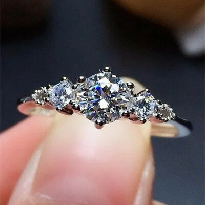 #ad Round Cubic Zircon 925 Silver Filled Ring Fashion Women Wedding Jewelry Sz 6 10 C $2.82