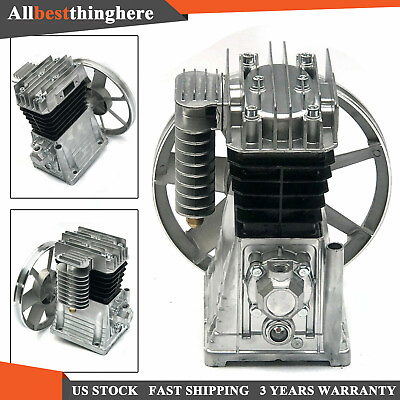 #ad 2HP Twin Cylinder Replacement Air Compressor Head Pump Piston Type with Silencer $127.68