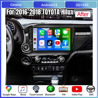 #ad Android 13 Car Stereo Radio Apple Carplay Gps Navi Fm For Toyota Hilux 2016 2018 $148.20