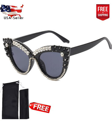 #ad Cat Eye Diamond Luxury Rhinestones Women Fashion Sunglasses Free Pouch Cloth $6.99