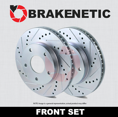 #ad FRONT SET BRAKENETIC Sport Drilled Slotted Brake Disc Rotors BNS35195.DS $255.00