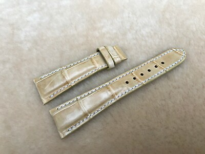 #ad 22mm 16mm Genuine Alligator Crocodile Leather Watch Strap Band Ivory Color $49.00