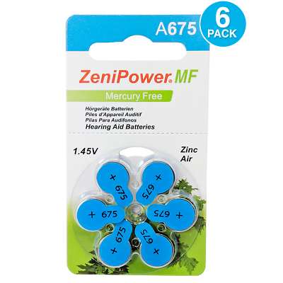 #ad ZeniPower Size 675 1.4V MF Hearing Aid Battery 6 Batteries $3.95