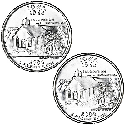 #ad 2004 P D State Quarter Iowa BU 2 Coin Set CN Clad $2.98