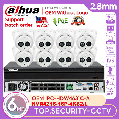 #ad Dahua Security CCTV System Kit 6MP OEM IPC HDW4631C A IP Camera 16CH 16POE NVR $806.55