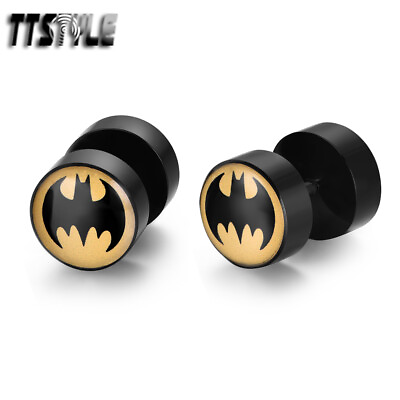 #ad TTStyle Epoxy UV Acrylic Batman Ear Plug Earrings NEW AU $7.99