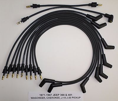 #ad for JEEP CHEROKEE WAGONEER J10 PICKUP 71 87 360 401 BLACK Spark Plug Wires USA $51.95