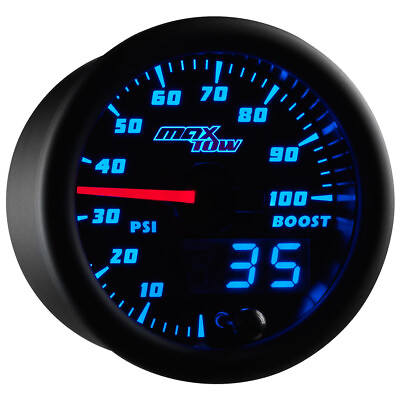 #ad 52mm Black amp; Blue MaxTow Double Vision 100 PSI Diesel Boost Gauge $112.99