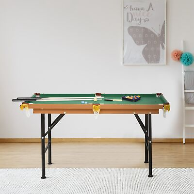 #ad 4.5ft Mini Table Top Pool Table Game Billiard Board Set cues Play w Balls $108.37