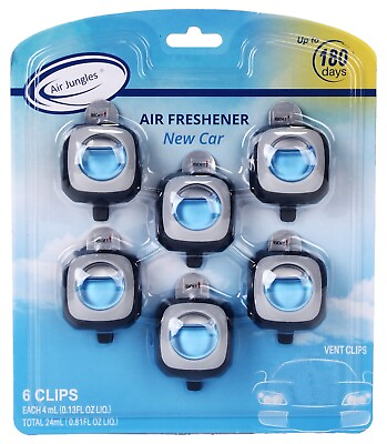 #ad Air Jungles New Car Scent Car Air Freshener Vent Clip 6 Clips Long Lasting $13.99