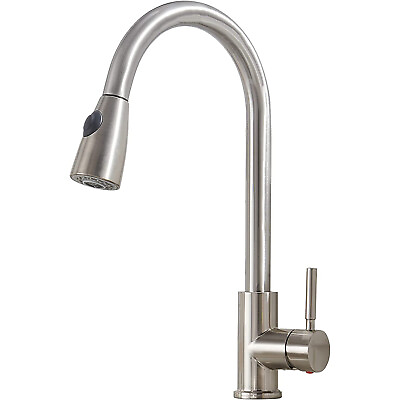 #ad Commercial Kitchen Sink Faucet Pull Out Sprayer Mixer Tap Brushed Nickelamp;Cover $19.79