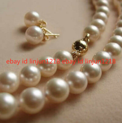 #ad New 10MM White South Sea Shell Pearl Necklace Earring AAA 18quot; $3.59