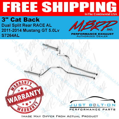 #ad MBRP 2011 2014 Mustang GT 5.0L 3quot; Cat Back Dual Split Rear RACE AL S7264AL $489.99