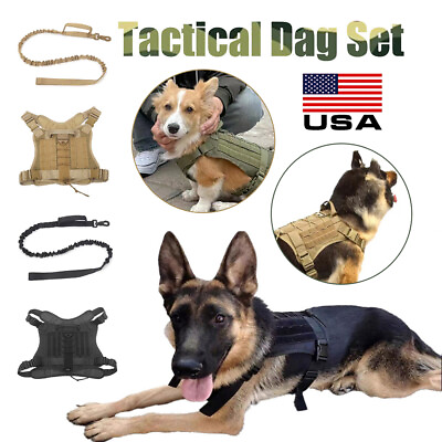 #ad #ad Tactical Dog Harness with Handle for Large Dogs Adjustable Military Dog Vest US $14.99
